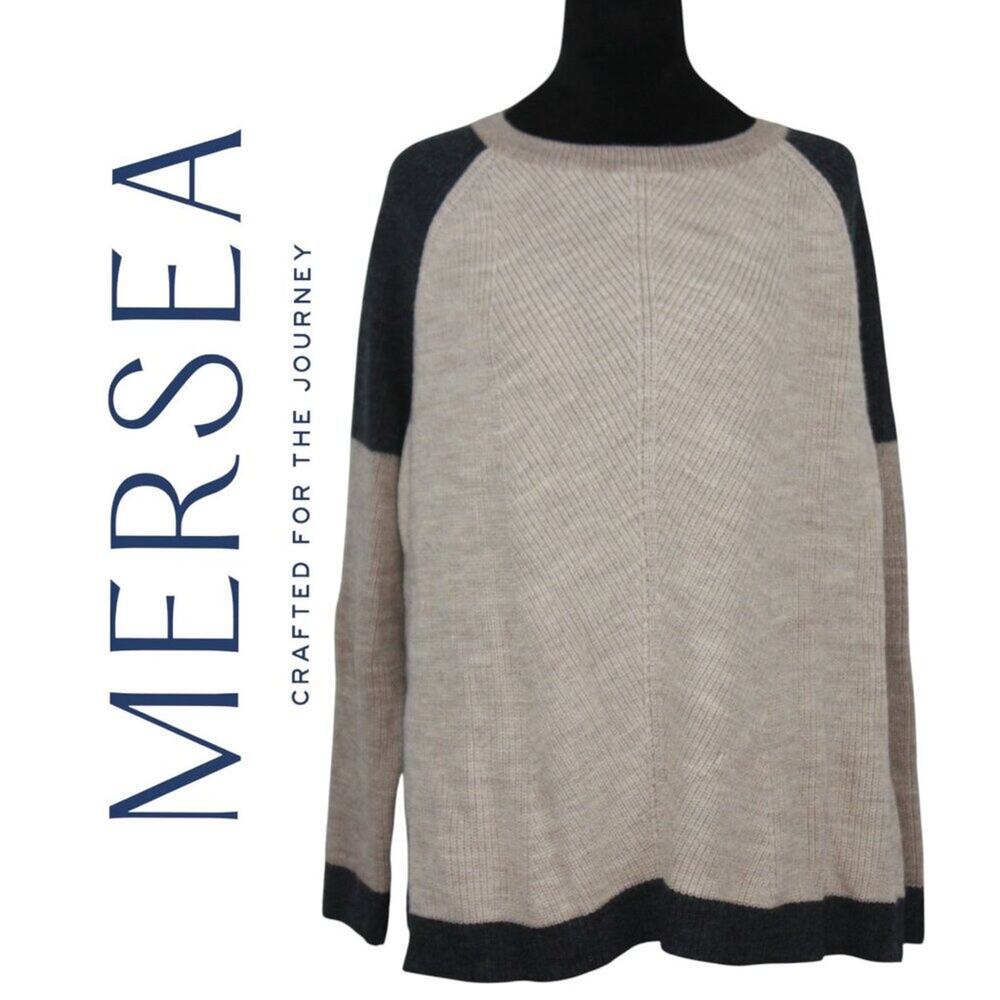 Mersea Chunky Knit Khaki and Grey Catalina Sweater O/S